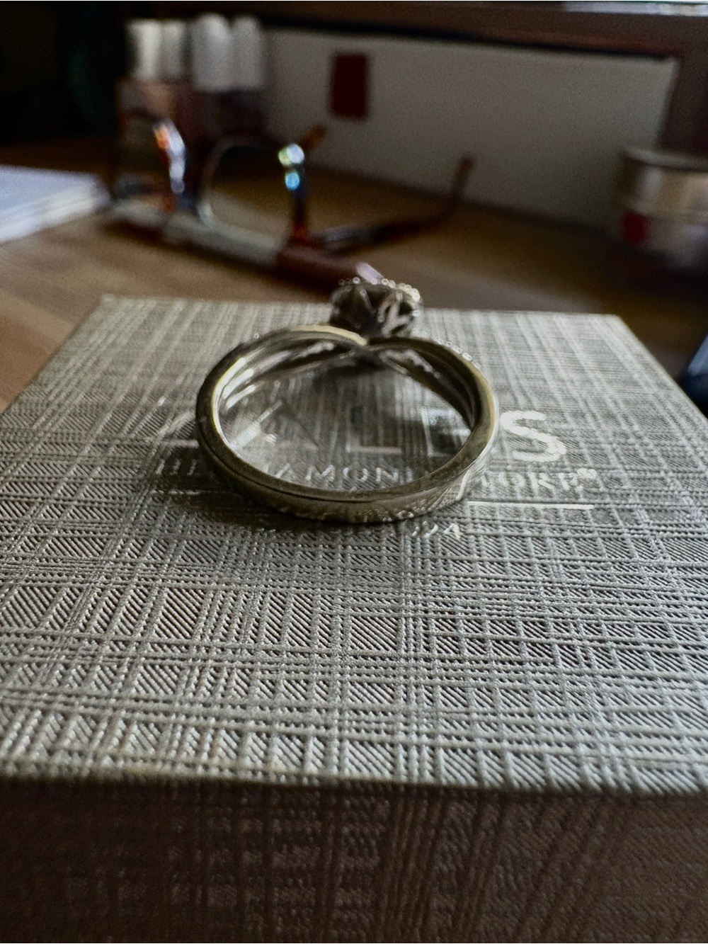 Zales Sterling Silver Double-Band Halo Ring with Clear Stones - Silver - Picture 4 of 4